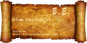 Blum Emilián névjegykártya